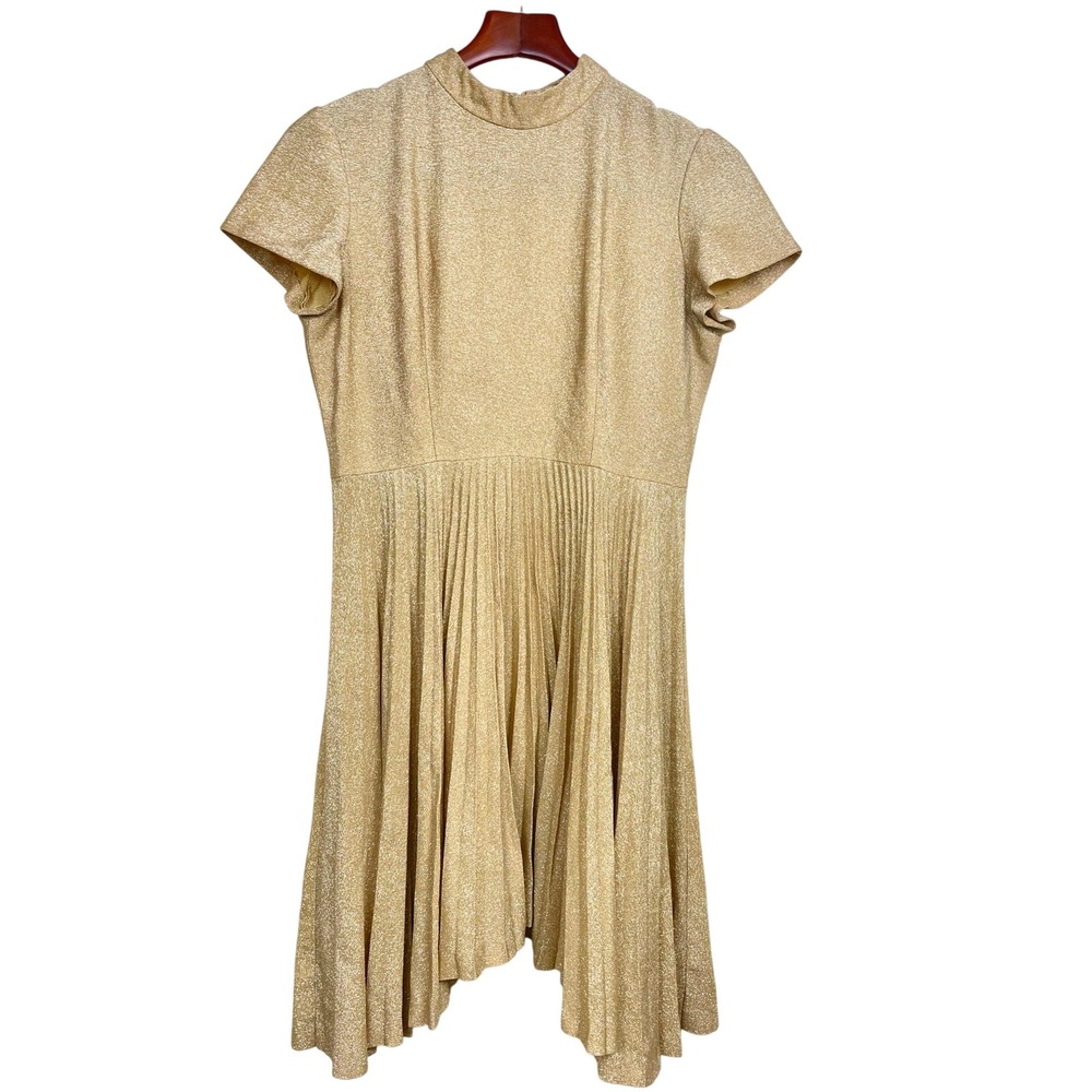 Vtg Womens Dress Sz‎ S Fairy Metallic Party Sparkle Short Pleated Sparkle Boho